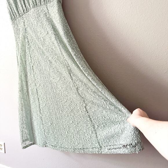 Calvin Klein Mock Neck Sleeveless Lace A-Line‎ Dress women's size 8 sage green - Picture 4 of 12